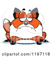 Cartoon Of A Depressed Chubby Fox Royalty Free Vector Clipart