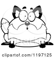Cartoon Of A Black And White Surprised Chubby Fox Royalty Free Vector Clipart