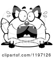 Cartoon Of A Black And White Scared Chubby Fox Royalty Free Vector Clipart
