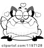 Cartoon Of A Black And White Loving Chubby Fox Royalty Free Vector Clipart