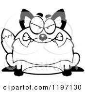 Cartoon Of A Black And White Mad Chubby Fox Royalty Free Vector Clipart