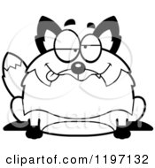 Cartoon Of A Black And White Drunk Chubby Fox Royalty Free Vector Clipart