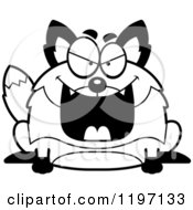 Cartoon Of A Black And White Evil Chubby Fox Royalty Free Vector Clipart