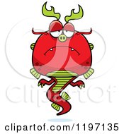 Cartoon Of A Depressed Chinese Dragon Royalty Free Vector Clipart