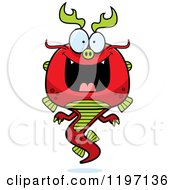 Cartoon Of A Grinning Chinese Dragon Royalty Free Vector Clipart