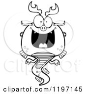 Cartoon Of A Black And White Grinning Chinese Dragon Royalty Free Vector Clipart by Cory Thoman