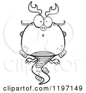 Cartoon Of A Black And White Surprised Chinese Dragon Royalty Free Vector Clipart by Cory Thoman