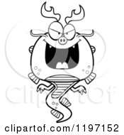 Cartoon Of A Black And White Evil Chinese Dragon Royalty Free Vector Clipart