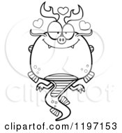 Cartoon Of A Black And White Loving Chinese Dragon Royalty Free Vector Clipart