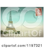 Poster, Art Print Of Paris Post Card With The Eiffel Tower And Postmark