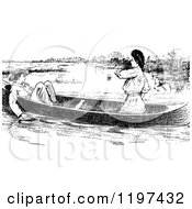 Poster, Art Print Of Vintage Black And White Couple In A Boat