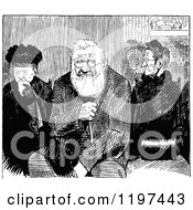 Clipart Of Vintage Black And White Old People Sitting Royalty Free Vector Illustration