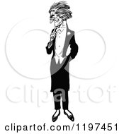 Clipart Of A Vintage Black And White Thoughtful Man Royalty Free Vector Illustration