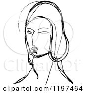 Clipart Of A Vintage Black And White Sketched Woman Royalty Free Vector Illustration by Prawny Vintage