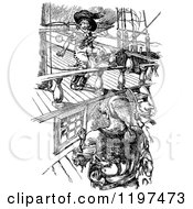 Poster, Art Print Of Vintage Black And White Pirates On A Ship
