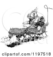 Poster, Art Print Of Vintage Black And White Zebra Pulling A Hippo And Monkey In A Carriage