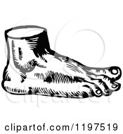 Clipart Of A Vintage Black And White Foot Royalty Free Vector Illustration