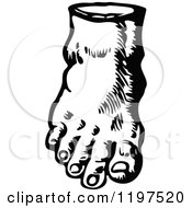 Clipart Of A Vintage Black And White Foot 2 Royalty Free Vector Illustration