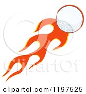 Cartoon Of A Flying Golf Ball And Flames Royalty Free Vector Clipart