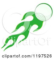 Cartoon Of A Flying Golf Ball And Green Flames Royalty Free Vector Clipart