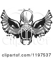 Poster, Art Print Of Ancient Egyptian Scarab And Orb Black And White Woodcut