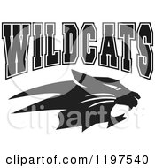 Clipart Of A Black And White WILDCATS Team Text Over A Cat Royalty Free Vector Illustration