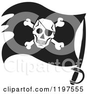 Poster, Art Print Of Black And White Pirate Flag On A Sword