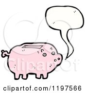 Cartoon Of A Piggy Bank Speaking Royalty Free Vector Illustration by lineartestpilot