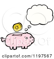 Cartoon Of A Piggy Bank Thinking Royalty Free Vector Illustration