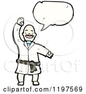 Cartoon Of A Speaking Man Doing Martial Arts Royalty Free Vector Illustration by lineartestpilot