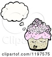 Cartoon Of A Cupcake Thinking Royalty Free Vector Illustration by lineartestpilot
