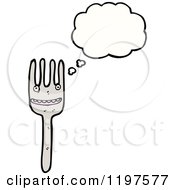 Cartoon Of A Fork Character Thinking Royalty Free Vector Illustration by lineartestpilot