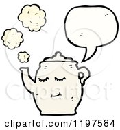 Cartoon Of A Smiling Teapot Speaking Royalty Free Vector Illustration by lineartestpilot
