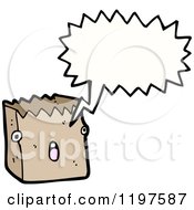 Cartoon Of A Paper Sack Speaking Royalty Free Vector Illustration