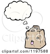 Cartoon Of A Paper Sack Thinking Royalty Free Vector Illustration