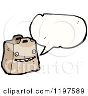 Cartoon Of A Paper Sack Speaking Royalty Free Vector Illustration by lineartestpilot