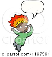 Cartoon Of An African American Boy With A Burning Brain Speaking Royalty Free Vector Illustration