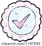 Cartoon Of A Lacy Label With A Check Mark Royalty Free Vector Illustration by lineartestpilot