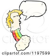 Cartoon Of A Mans Head With A Rainbow Speaking Royalty Free Vector Illustration