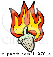 Cartoon Of A Flaming Acorn Royalty Free Vector Illustration by lineartestpilot