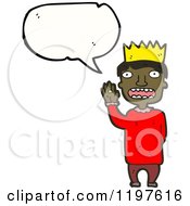 Cartoon Of An African American Boy Wearing A Crown Speaking Royalty Free Vector Illustration