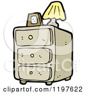 Cartoon Of A Bedroom Dresser And Lamp Royalty Free Vector Illustration by lineartestpilot