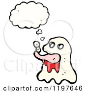 Cartoon Of A Bloody Ghost Thinking Royalty Free Vector Illustration