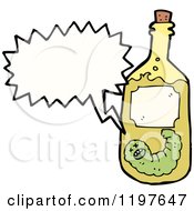 Cartoon Of A Worm In A Tequilla Bottle Royalty Free Vector Illustration