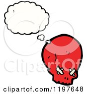 Cartoon Of A Red Skull Thinking Royalty Free Vector Illustration