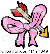 Cartoon Of A Pink Bow And Arrow Royalty Free Vector Illustration