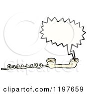 Cartoon Of A Corded Landline Phone Speaking Royalty Free Vector Illustration