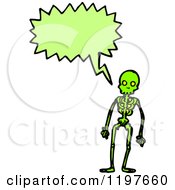 Cartoon Of A Green Skeleton Speaking Royalty Free Vector Illustration
