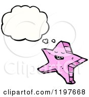 Cartoon Of A Pink Star Thinking Royalty Free Vector Illustration