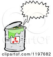 Cartoon Of A Car With Nuclear Waste Speaking Royalty Free Vector Illustration by lineartestpilot